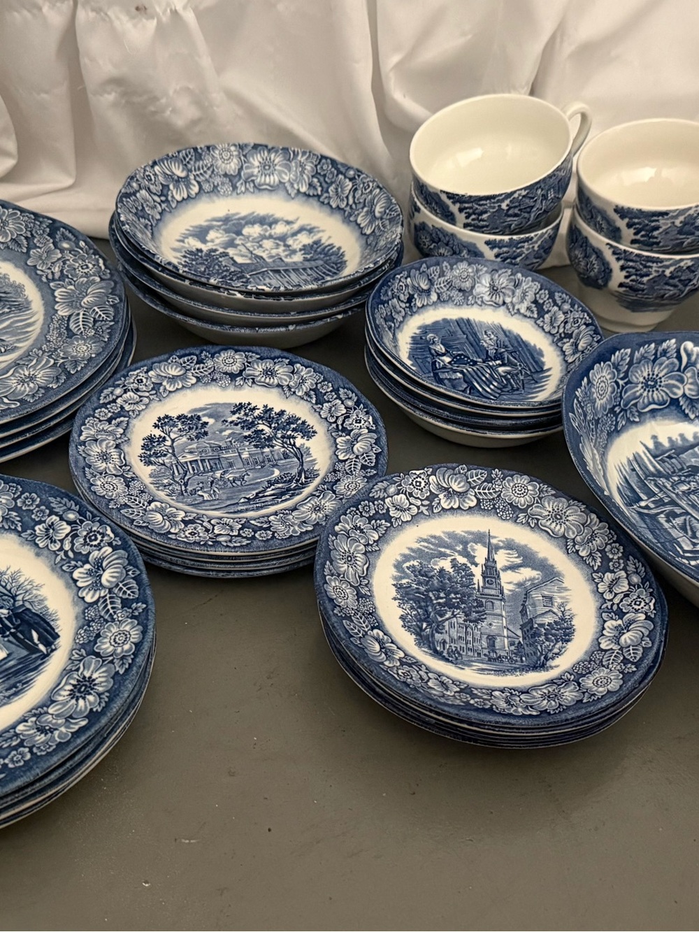 Staffordshire  LIBERTY BLUE Vintage Ironstone 31 Piece Dish Set
